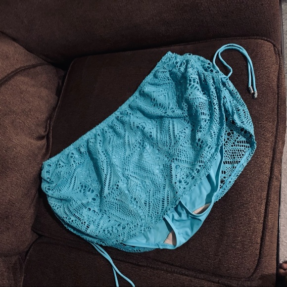 Cacique Crochet Drawstring swim skirt bottom - Picture 3 of 6